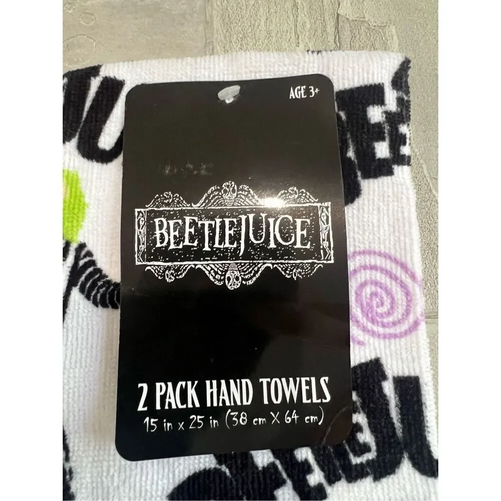 Beetle Juice 2 Pack Hand Towels NEW 15” X 25”